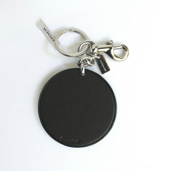 Coach Round Leather Glitter New York Keyring Charm - Picture 3 of 3